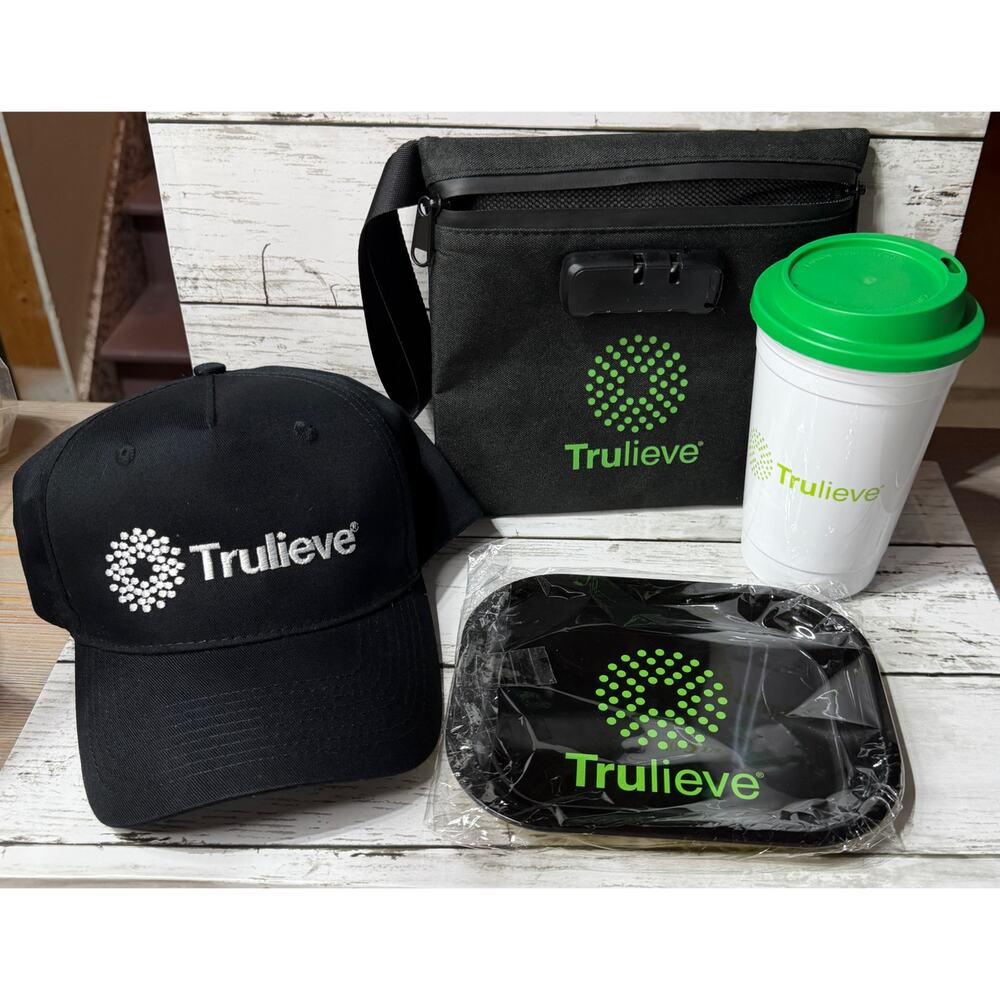 NEW Trulieve 4pc Swag Lot - Locking Smell-Proof Bag, Hat, Tray & Mug